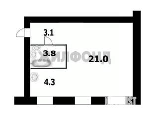 1-к квартира, вторичка, 31м2, 1/2 этаж