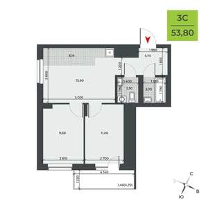 3-к квартира, вторичка, 54м2, 7/21 этаж