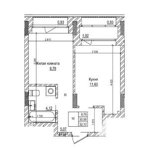 1-к квартира, строящийся дом, 31м2, 6/21 этаж