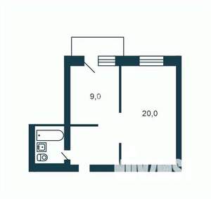 1-к квартира, вторичка, 37м2, 2/5 этаж