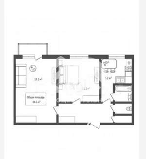 2-к квартира, вторичка, 41м2, 2/5 этаж