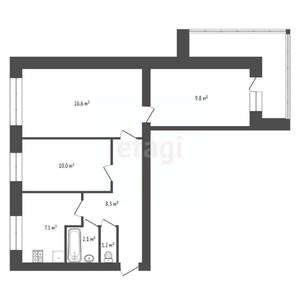 3-к квартира, вторичка, 57м2, 3/9 этаж