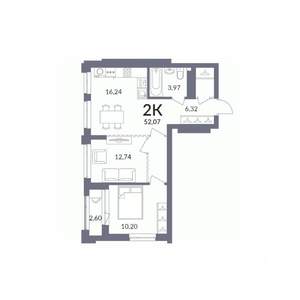 2-к квартира, вторичка, 49м2, 20/30 этаж