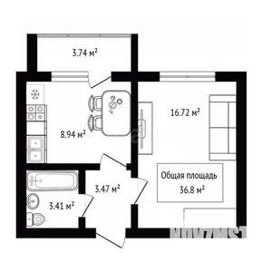 1-к квартира, вторичка, 37м2, 17/18 этаж