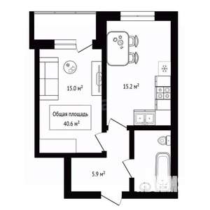 1-к квартира, вторичка, 41м2, 23/25 этаж