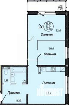 3-к квартира, вторичка, 55м2, 2/18 этаж
