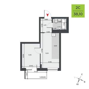 2-к квартира, вторичка, 38м2, 6/21 этаж