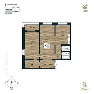 2-к квартира, вторичка, 74м2, 6/25 этаж