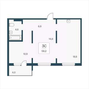 3-к квартира, вторичка, 59м2, 15/17 этаж