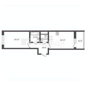 1-к квартира, вторичка, 39м2, 6/9 этаж