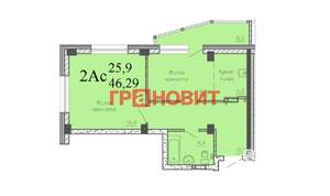 2-к квартира, вторичка, 46м2, 13/22 этаж