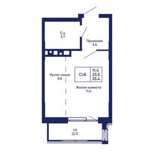 Студия квартира, вторичка, 25м2, 11/14 этаж