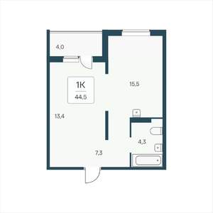 1-к квартира, вторичка, 45м2, 15/17 этаж