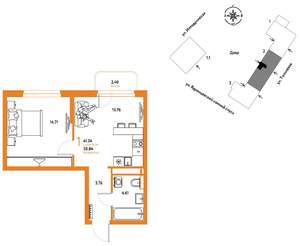 1-к квартира, вторичка, 41м2, 6/9 этаж