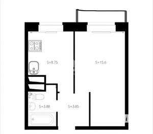 1-к квартира, вторичка, 34м2, 5/9 этаж