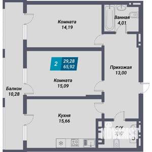 2-к квартира, вторичка, 66м2, 23/29 этаж