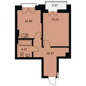 1-к квартира, строящийся дом, 41м2, 8/24 этаж