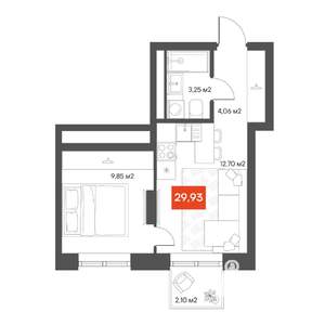 1-к квартира, вторичка, 30м2, 2/10 этаж