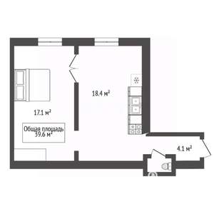 1-к квартира, вторичка, 40м2, 2/2 этаж