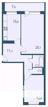 2-к квартира, строящийся дом, 63м2, 4/17 этаж