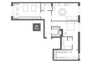 3-к квартира, вторичка, 111м2, 1/19 этаж