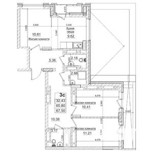 2-к квартира, строящийся дом, 66м2, 29/29 этаж