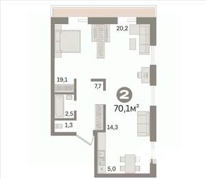 3-к квартира, вторичка, 70м2, 9/16 этаж