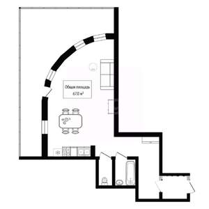 2-к квартира, вторичка, 67м2, 3/17 этаж