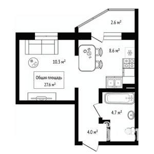 1-к квартира, вторичка, 28м2, 3/17 этаж