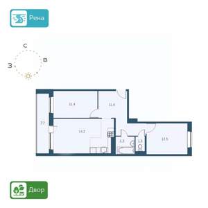 3-к квартира, вторичка, 63м2, 9/17 этаж