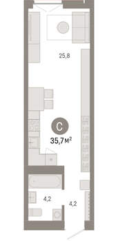 Студия квартира, вторичка, 36м2, 17/23 этаж