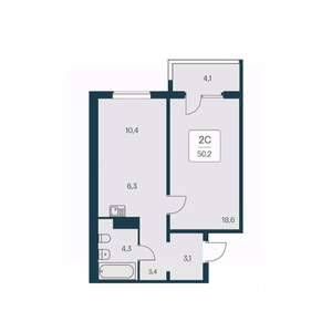 2-к квартира, вторичка, 50м2, 11/17 этаж