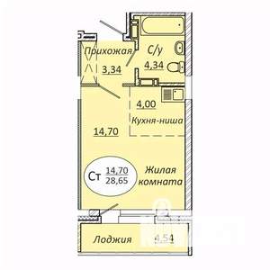 Студия квартира, строящийся дом, 29м2, 4/25 этаж