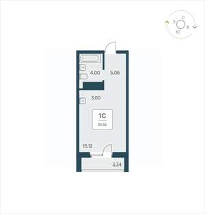 Студия квартира, вторичка, 31м2, 19/25 этаж