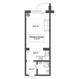 Студия квартира, вторичка, 28м2, 6/8 этаж