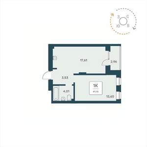 1-к квартира, вторичка, 42м2, 25/25 этаж