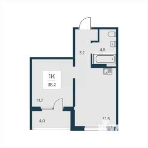 1-к квартира, вторичка, 38м2, 9/17 этаж