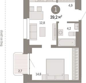 1-к квартира, вторичка, 40м2, 7/11 этаж