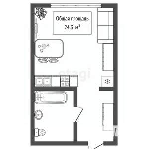 Студия квартира, вторичка, 24м2, 2/6 этаж