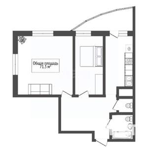 2-к квартира, вторичка, 71м2, 19/26 этаж
