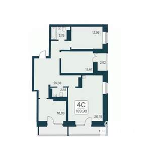 4-к квартира, вторичка, 110м2, 22/25 этаж