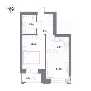 2-к квартира, вторичка, 38м2, 18/25 этаж