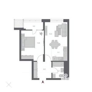 2-к квартира, строящийся дом, 48м2, 9/24 этаж