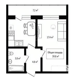 1-к квартира, вторичка, 40м2, 2/17 этаж