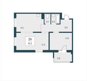 2-к квартира, вторичка, 61м2, 7/17 этаж