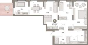 3-к квартира, вторичка, 121м2, 3/17 этаж
