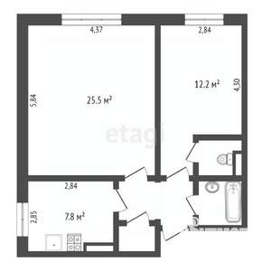 2-к квартира, вторичка, 58м2, 4/10 этаж