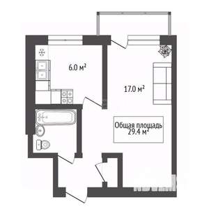 1-к квартира, вторичка, 29м2, 5/5 этаж