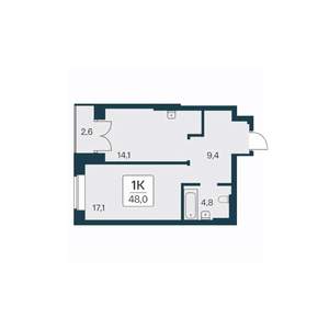 1-к квартира, вторичка, 48м2, 27/30 этаж