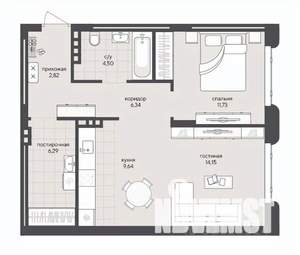 1-к квартира, вторичка, 55м2, 4/8 этаж